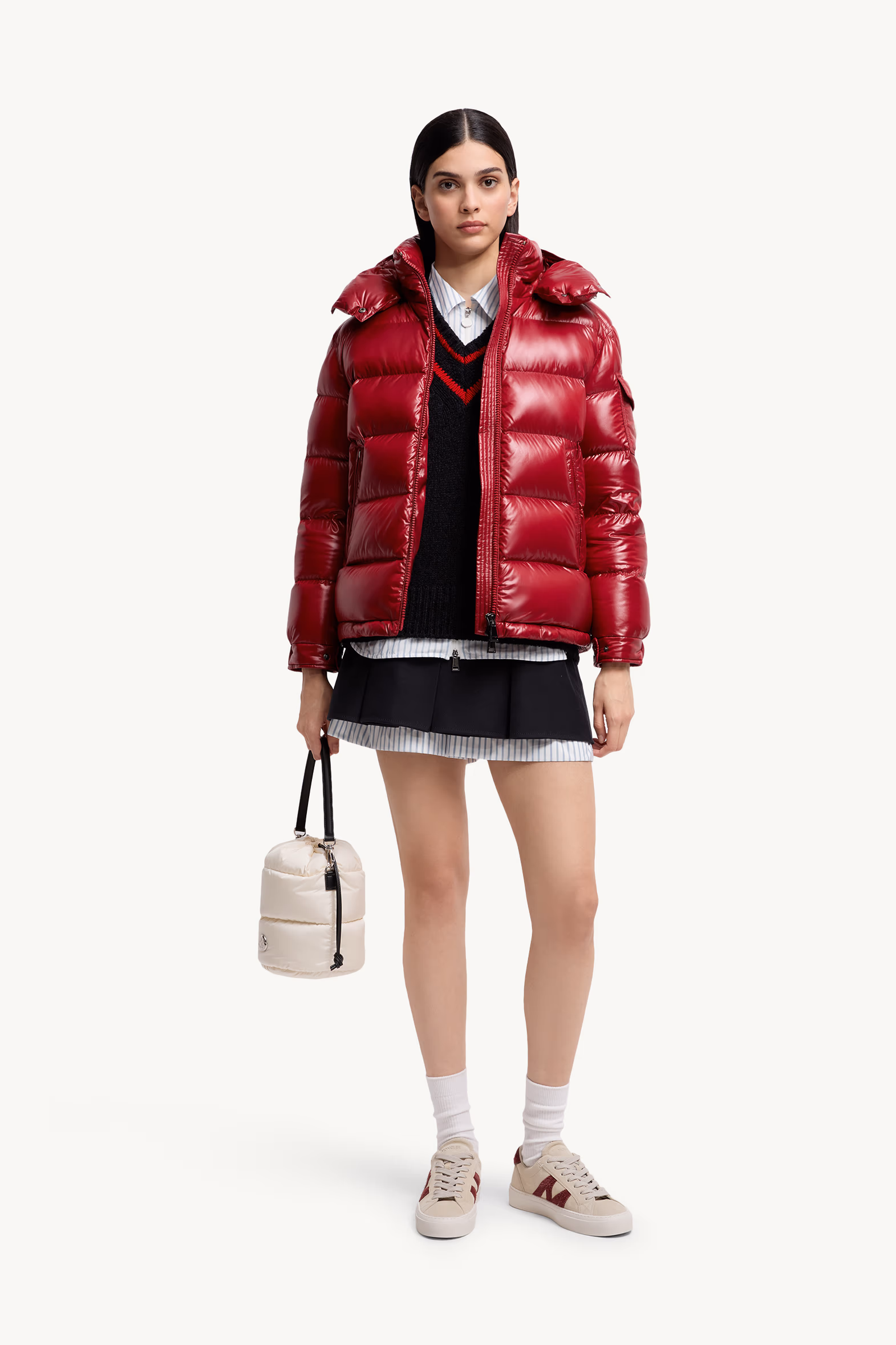 Maire Hooded Short Down Jacket Women Burgundy Moncler 0